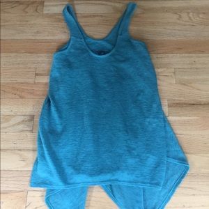 Prana lightweight teal knit tank top w/ scarf hem.